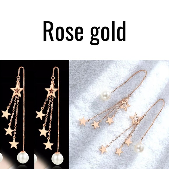 Shooting Star Waterfall Threader Dangle Earrings - Picture 3 of 7